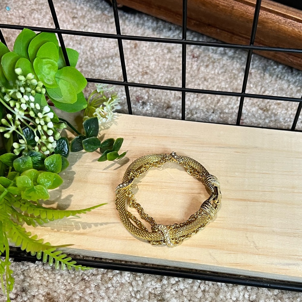 Gold and tiny faux pearl bracelet